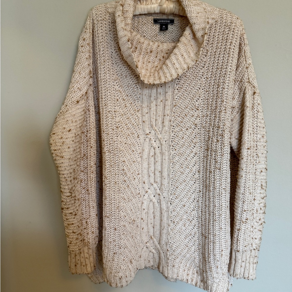EUC Land's End Cowl Neck Cable Knit Sweater